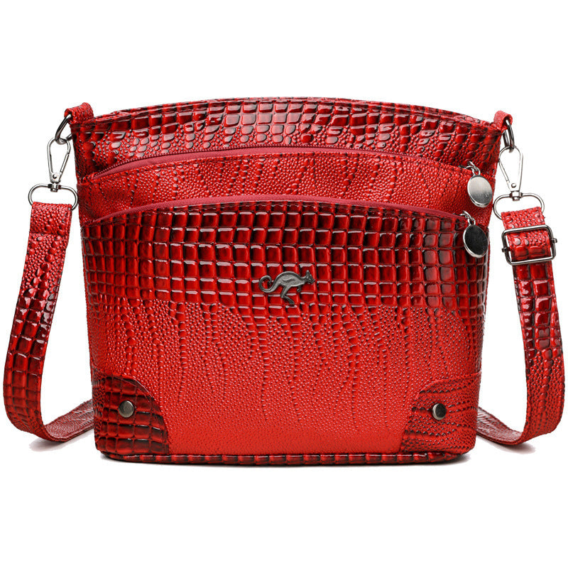 Crocodile Pattern Shoulder Bag Casual Multi-layer Vintage Crossbody Women's Bag - PryTheory