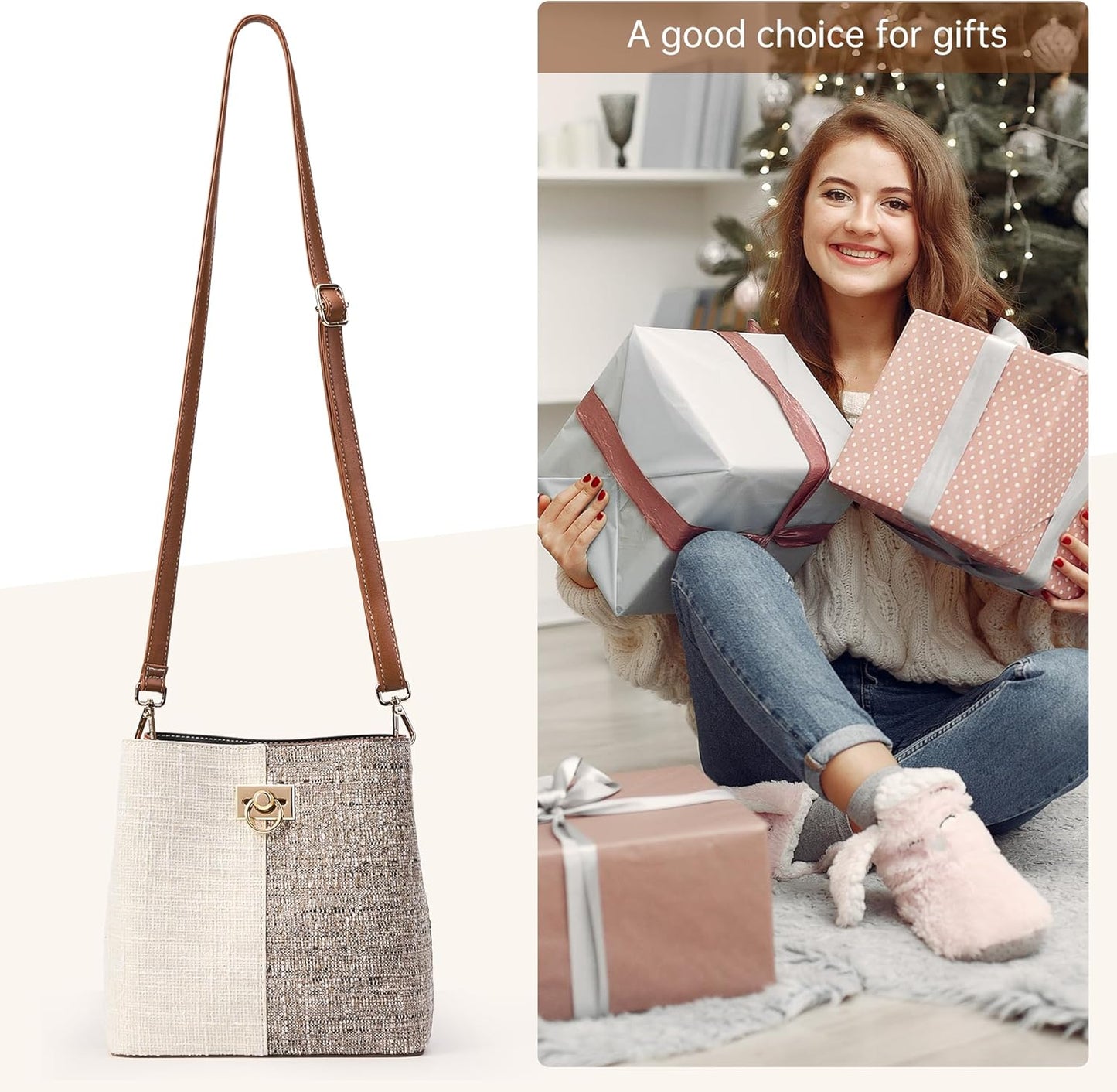 KALIDI Crossbody Purses for Women Vegan Leather Bucket Bag Fashion Ladies Crossbody Handbag Shoulder Purse with Multi Pockets - PryTheory