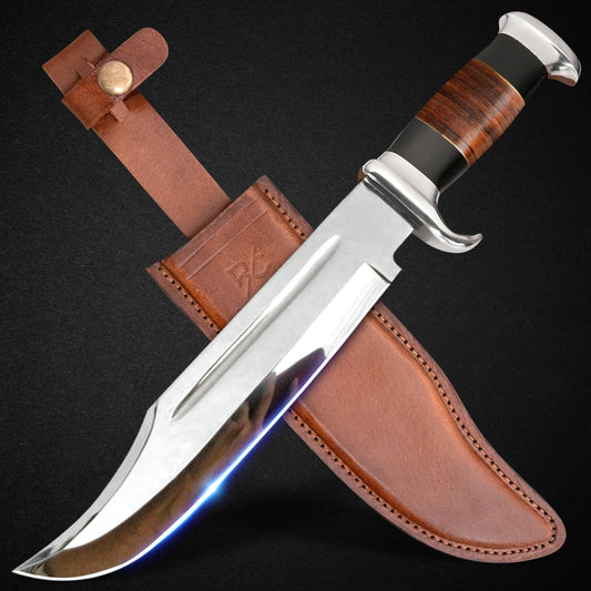 14" CROC. DUNDEE BOWIE KNIFE w/ LEATHER SHEATH