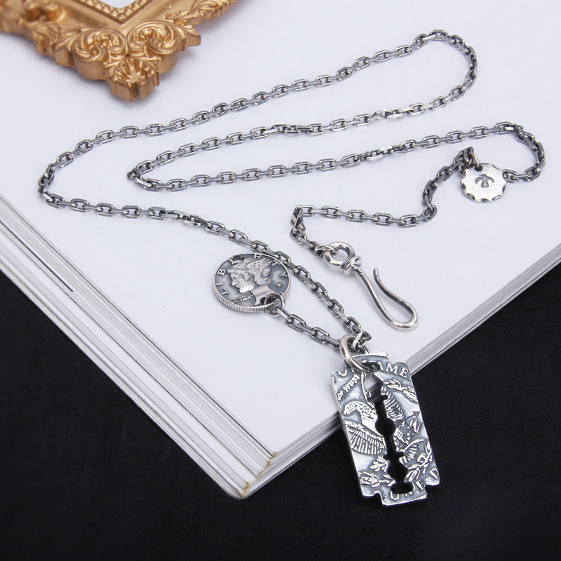 S925 Sterling Silver Morgan Blade Necklace. - PryTheory