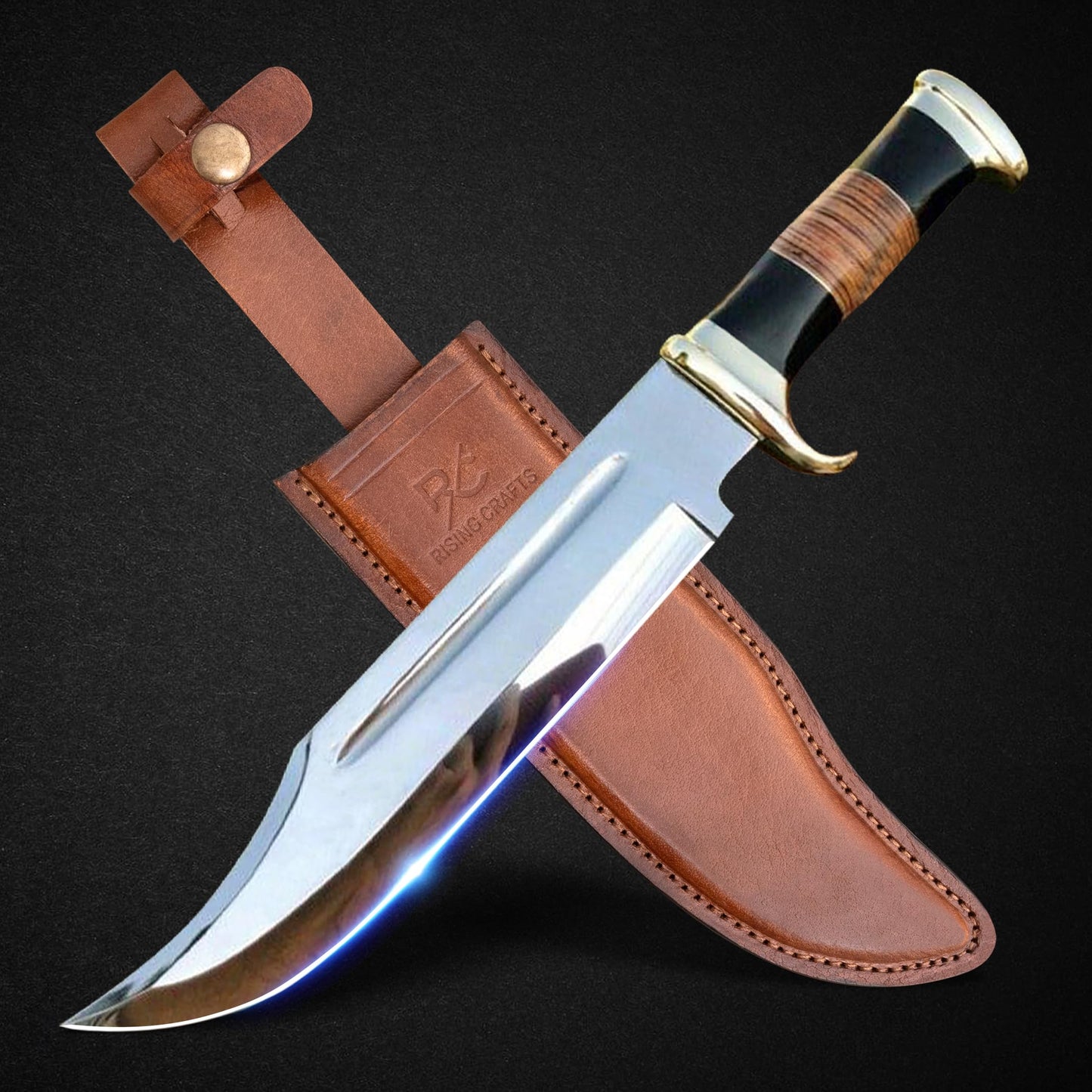 14" Crocodile Dundee Bowie Knife With Leather Sheath
