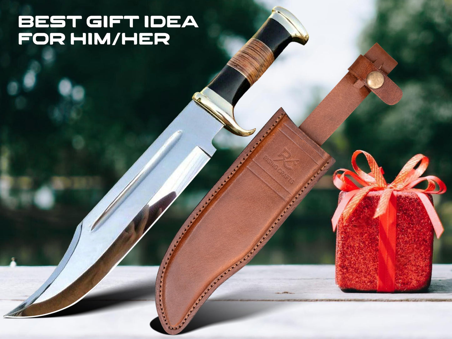 14" Crocodile Dundee Bowie Knife With Leather Sheath