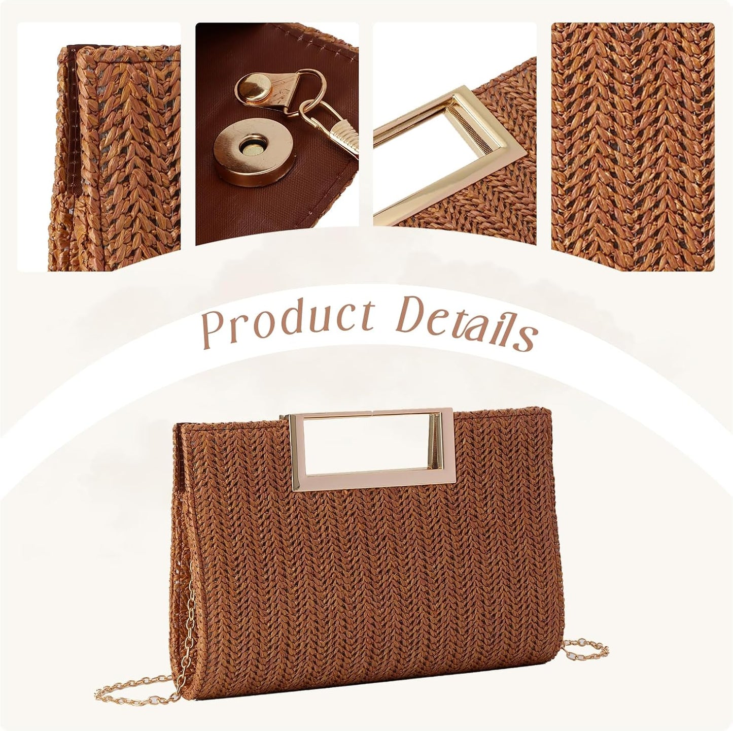 GOKTOW Straw Clutch Top Handbags Raffia Bag Purse Woven Tote CrossBag for Women Beach Summer Travel 2025 - PryTheory