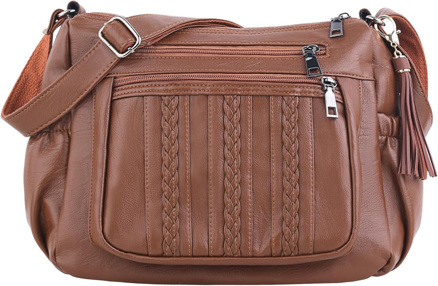 ELDA Purses for Women Pocketbooks Soft PU Leather Ladies Crossbody Purse Multi Pocket Shoulder Bag - PryTheory