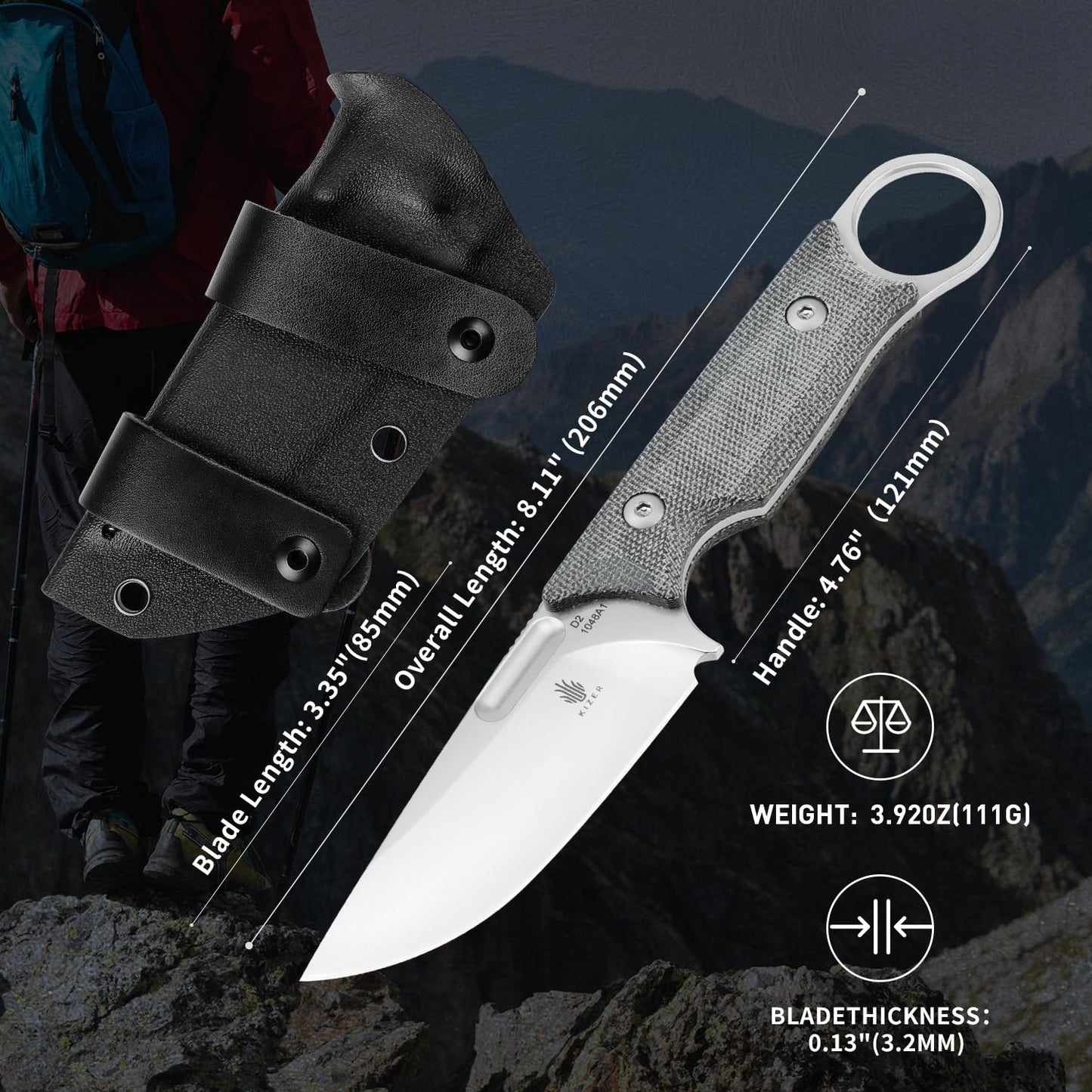 Kizer Cabox Fixed Blade Knife 1048A3