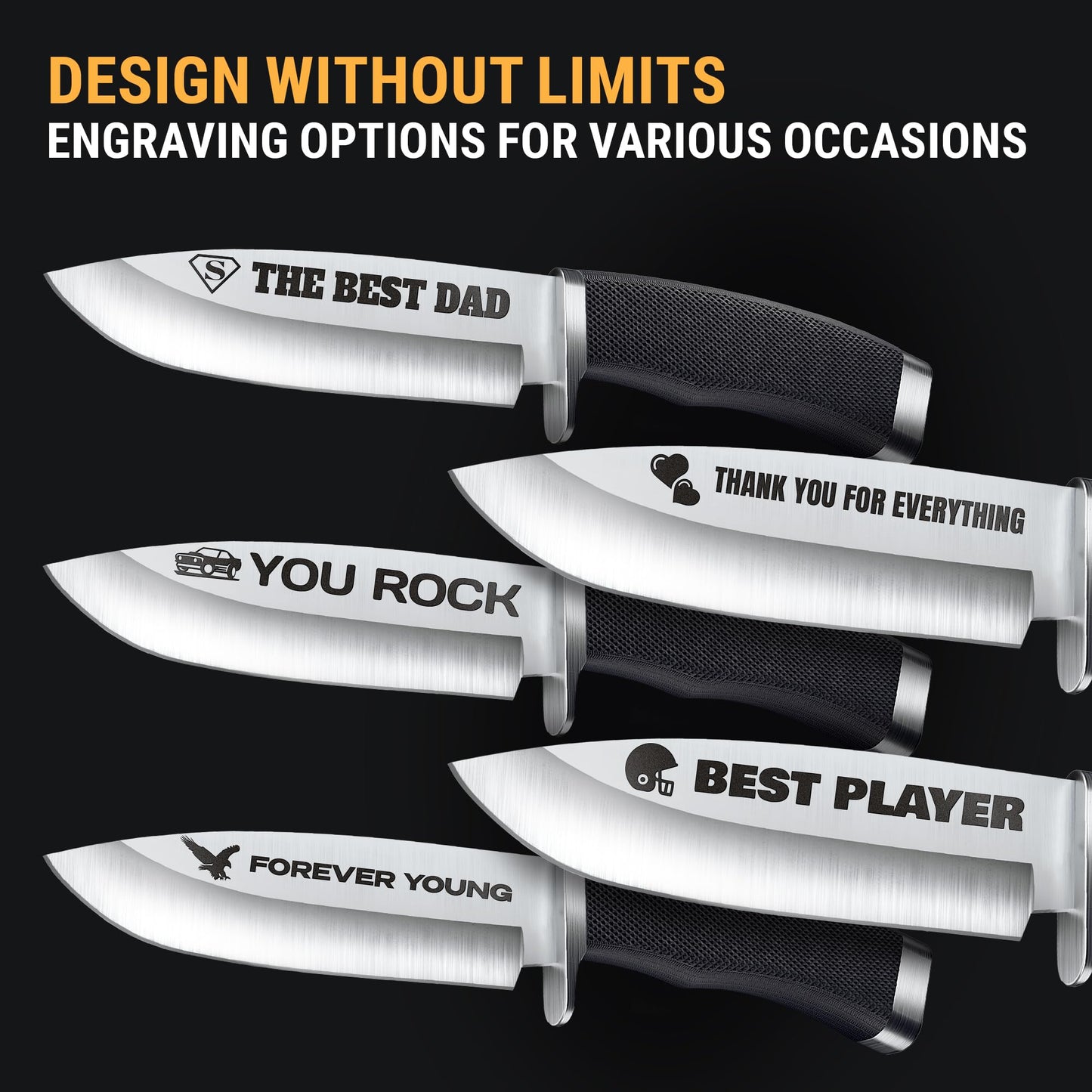 Hunting Knife with Sheath Survival Knives for Men - Best Tactical Camping Hunting Hiking Knife - Bushcraft Field Gear Accessories Tool - Fixed Blade Sharp Knofe with Rubber Handle for Men 148109