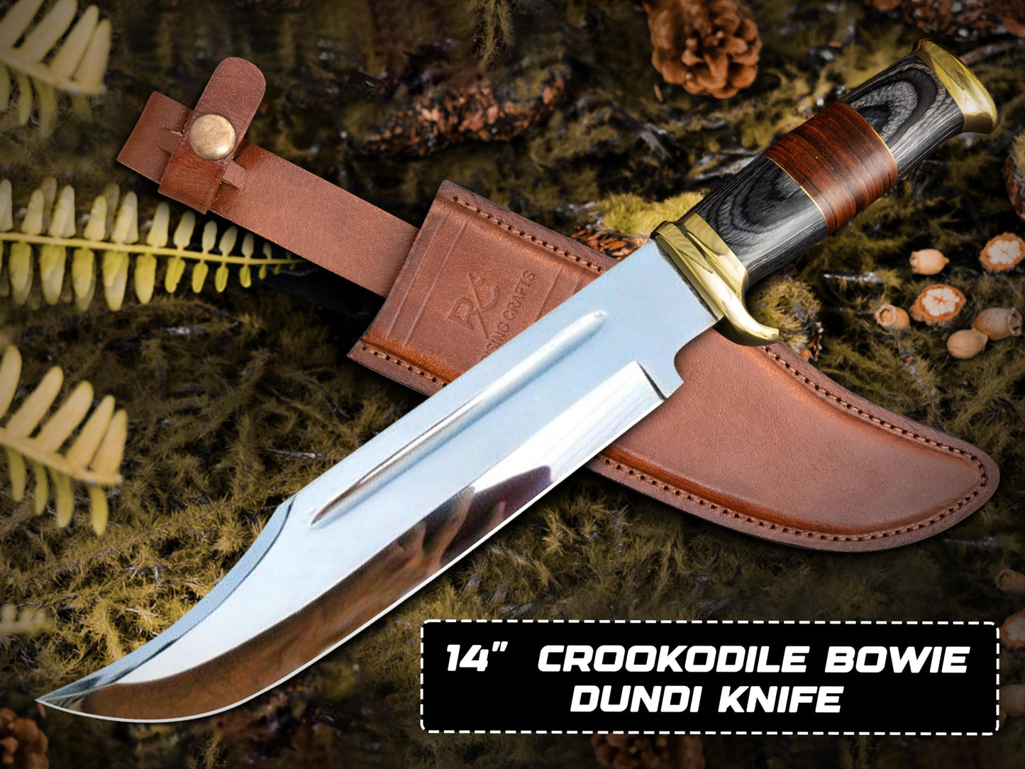 14" Crocodile Dundee Bowie Knife With Leather Sheath