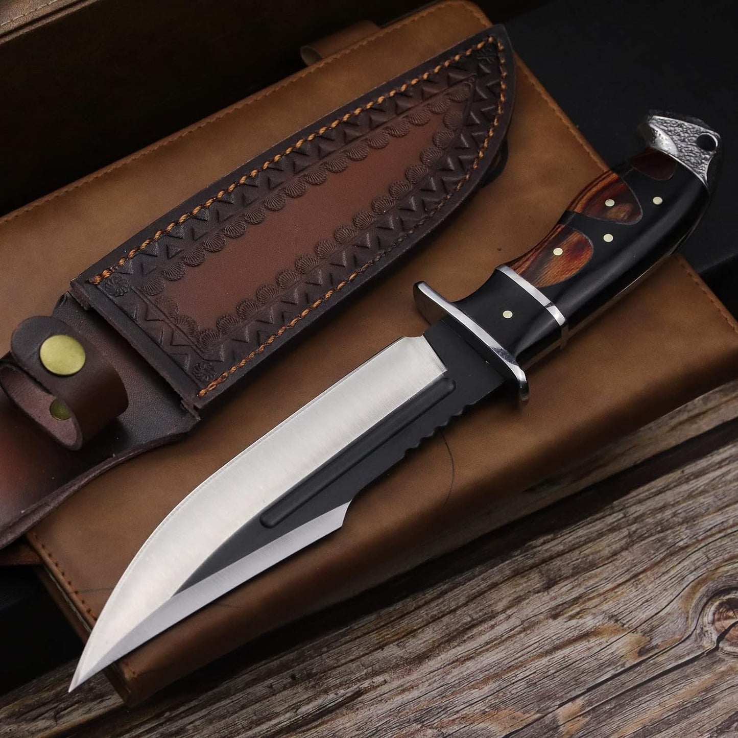 DeHong-88 Hunting Knife, 7.1" (about 18 cm) Fixed Blade Tactical knife ,Configure leather scabbard,Camping, survival, Slicing, Boning, Gift Collection