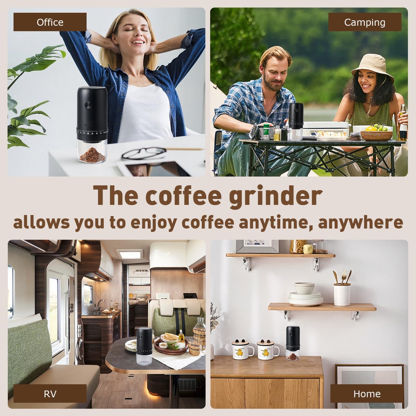 •Portable Electric Burr Coffee Grinder with 40 Adjustable Settings, Conical burr coffee grinder, Coffee Bean Grinding Machine with Conical Burr Coffee Grinder 1800mAh Rechargeable for Travel, Home