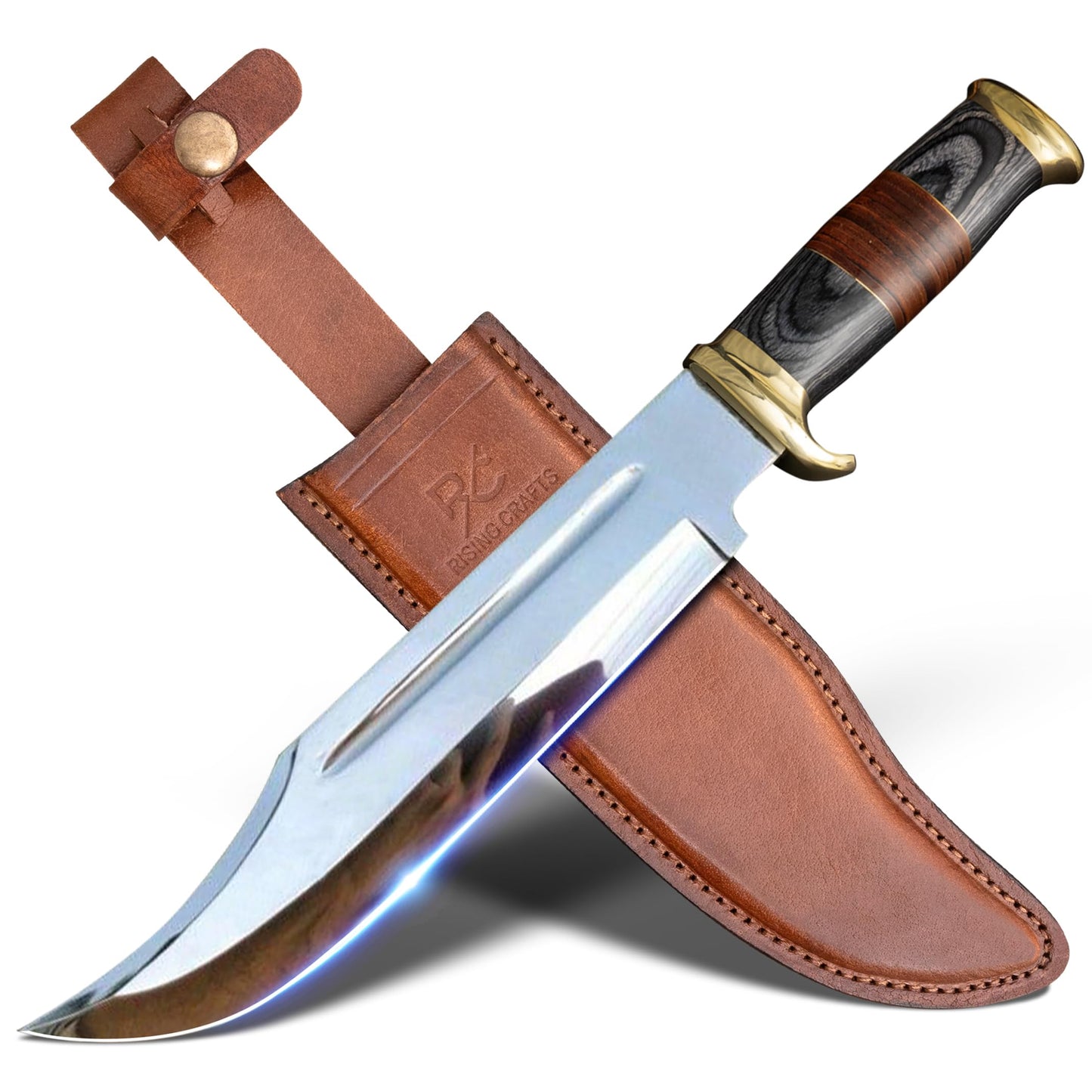 14" Crocodile Dundee Bowie Knife With Leather Sheath