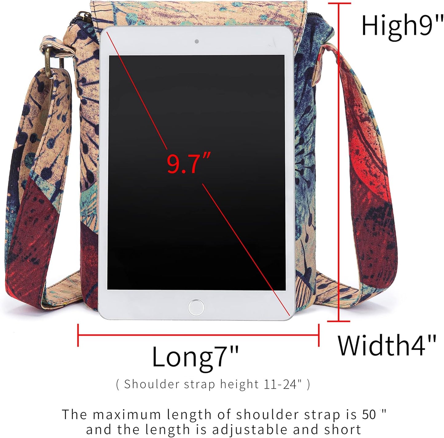 OPQRSTU Women's Retro Small Size Canvas Shoulder Bag Hippie Boho Crossbody Handbag - PryTheory