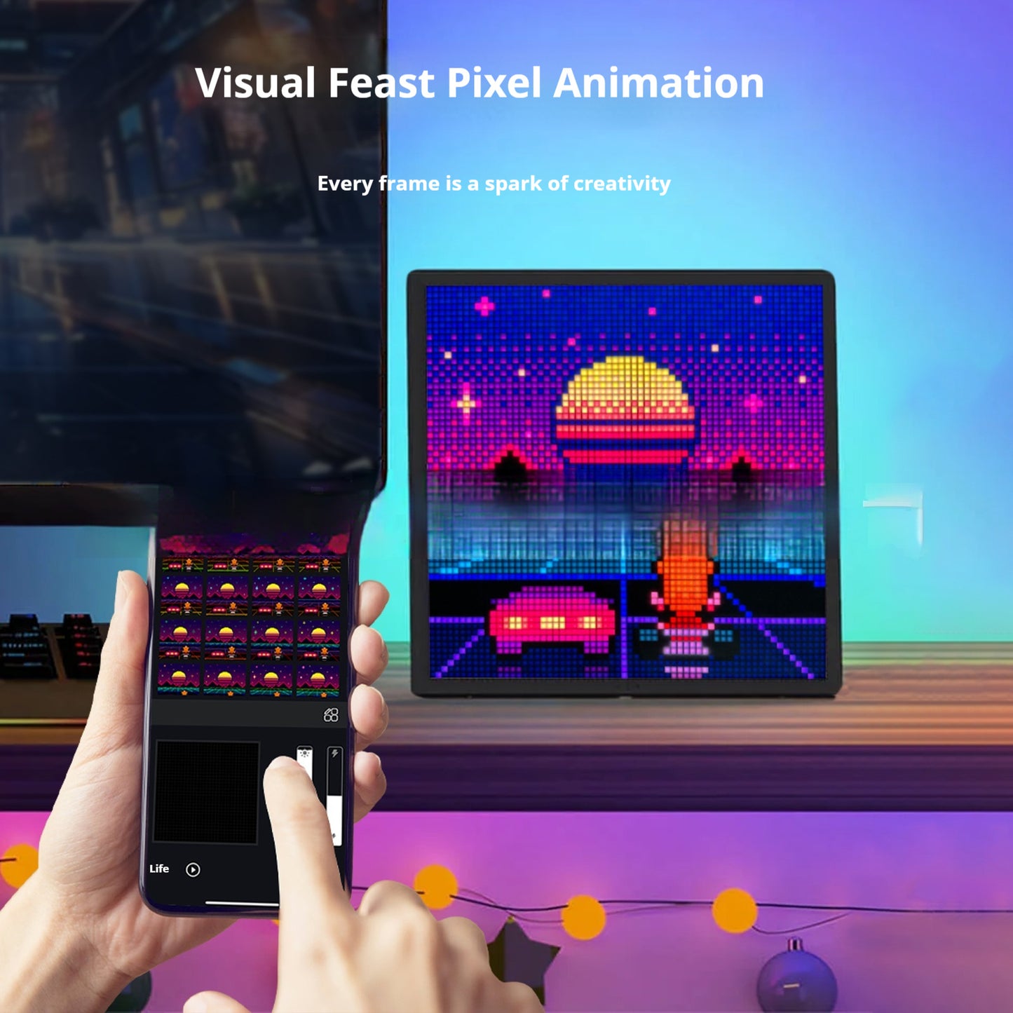 Bluetooth Game Tables LED Atmosphere Desktop Decoration DIY Photo Frame Gift Graffiti Pixel Screen - PryTheory