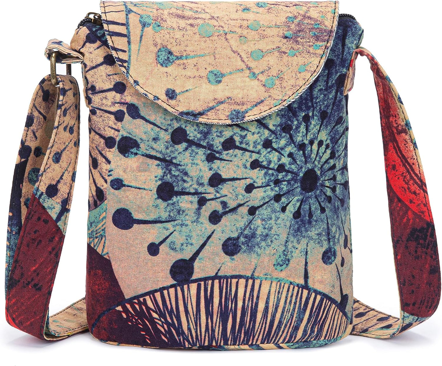 OPQRSTU Women's Retro Small Size Canvas Shoulder Bag Hippie Boho Crossbody Handbag - PryTheory