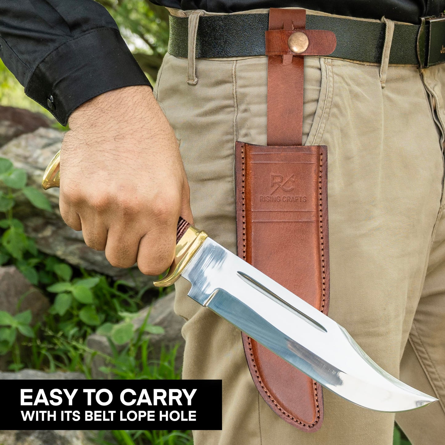 14" Crocodile Dundee Bowie Knife With Leather Sheath