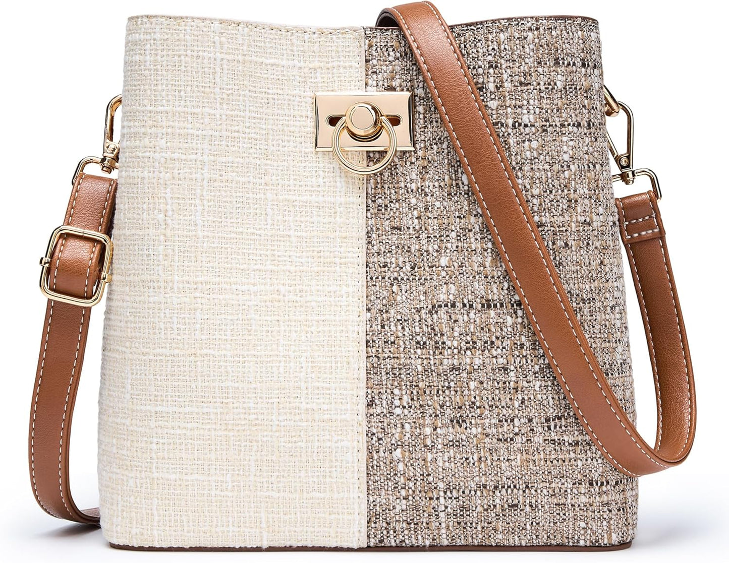KALIDI Crossbody Purses for Women Vegan Leather Bucket Bag Fashion Ladies Crossbody Handbag Shoulder Purse with Multi Pockets - PryTheory