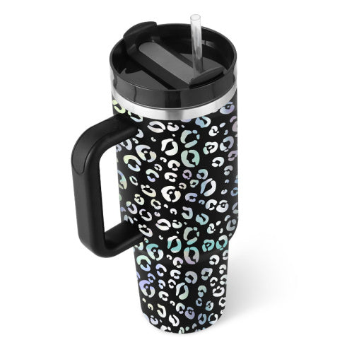 40 Oz Tumbler With Handle Straw Insulated, Stainless Steel Spill Proof Vacuum Coffee Cup Tumbler With Lid Tapered Mug Gifts For Valentine Lover Suitable For Car Gym Office Travel - PryTheory