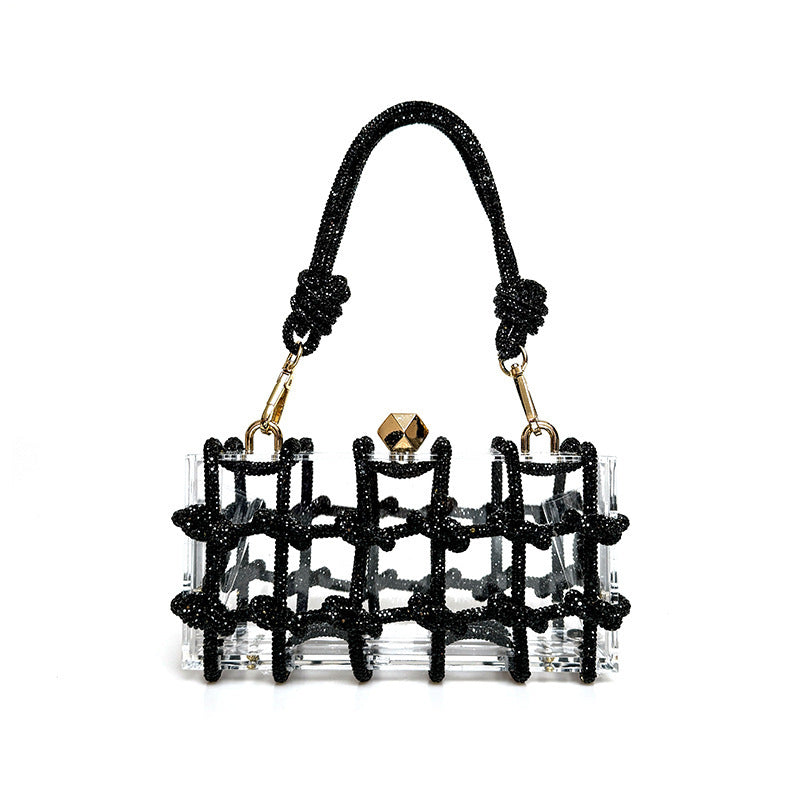 .French Sweet Shiny Rhinestone Banquet Small Square Bag - PryTheory