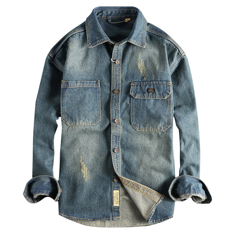 Washed Vintage Denim Shirt For Men - PryTheory
