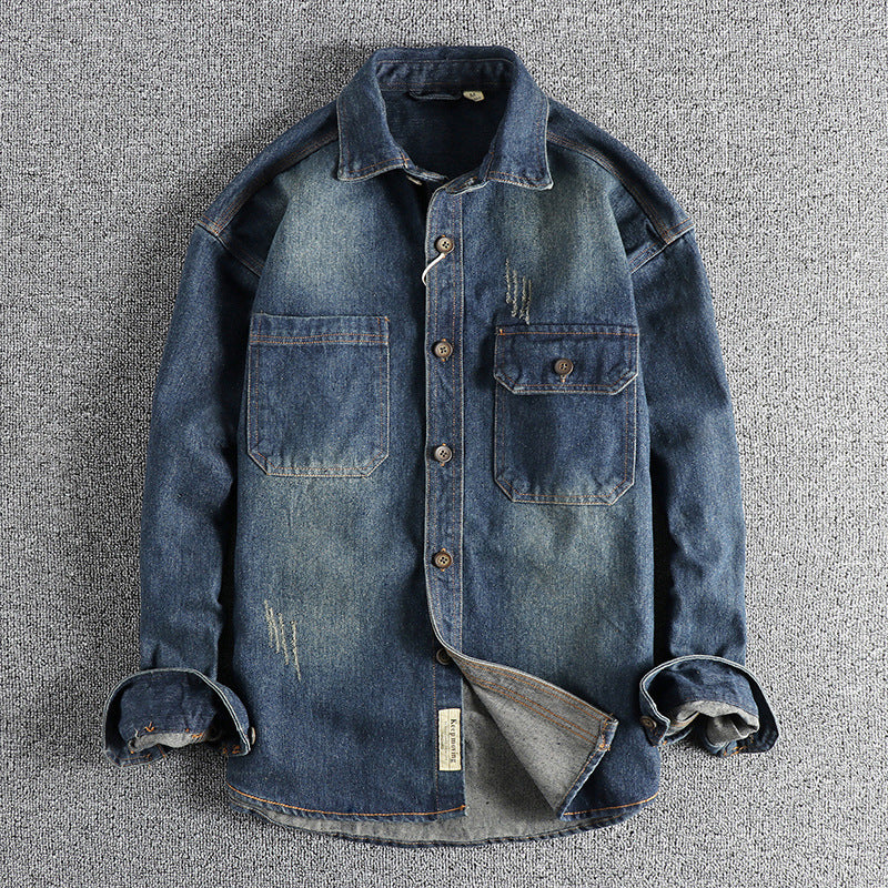 Washed Vintage Denim Shirt For Men - PryTheory