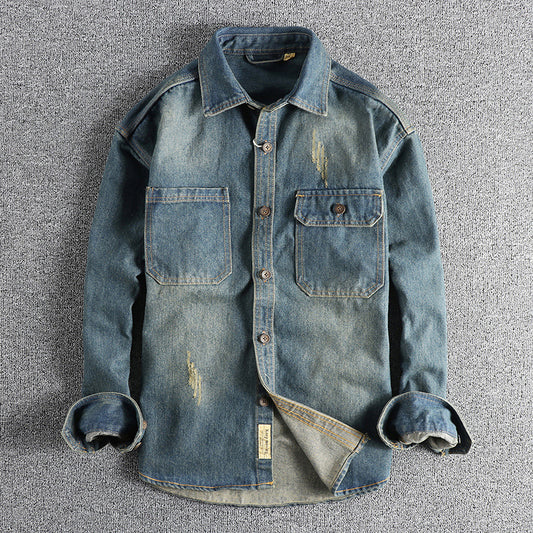 Washed Vintage Denim Shirt For Men - PryTheory