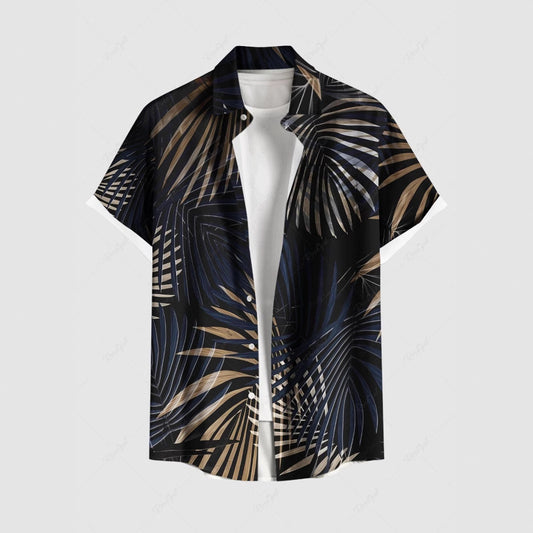 Summer Men's Fashion Trend Stripes Short Sleeve Stand Collar Shirt - PryTheory