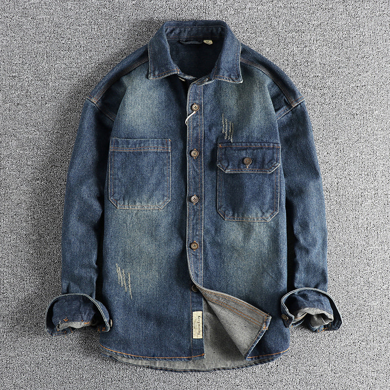 Washed Vintage Denim Shirt For Men - PryTheory