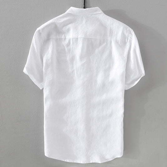 Short Sleeve Breathable Pure Linen Shirt For Men - PryTheory