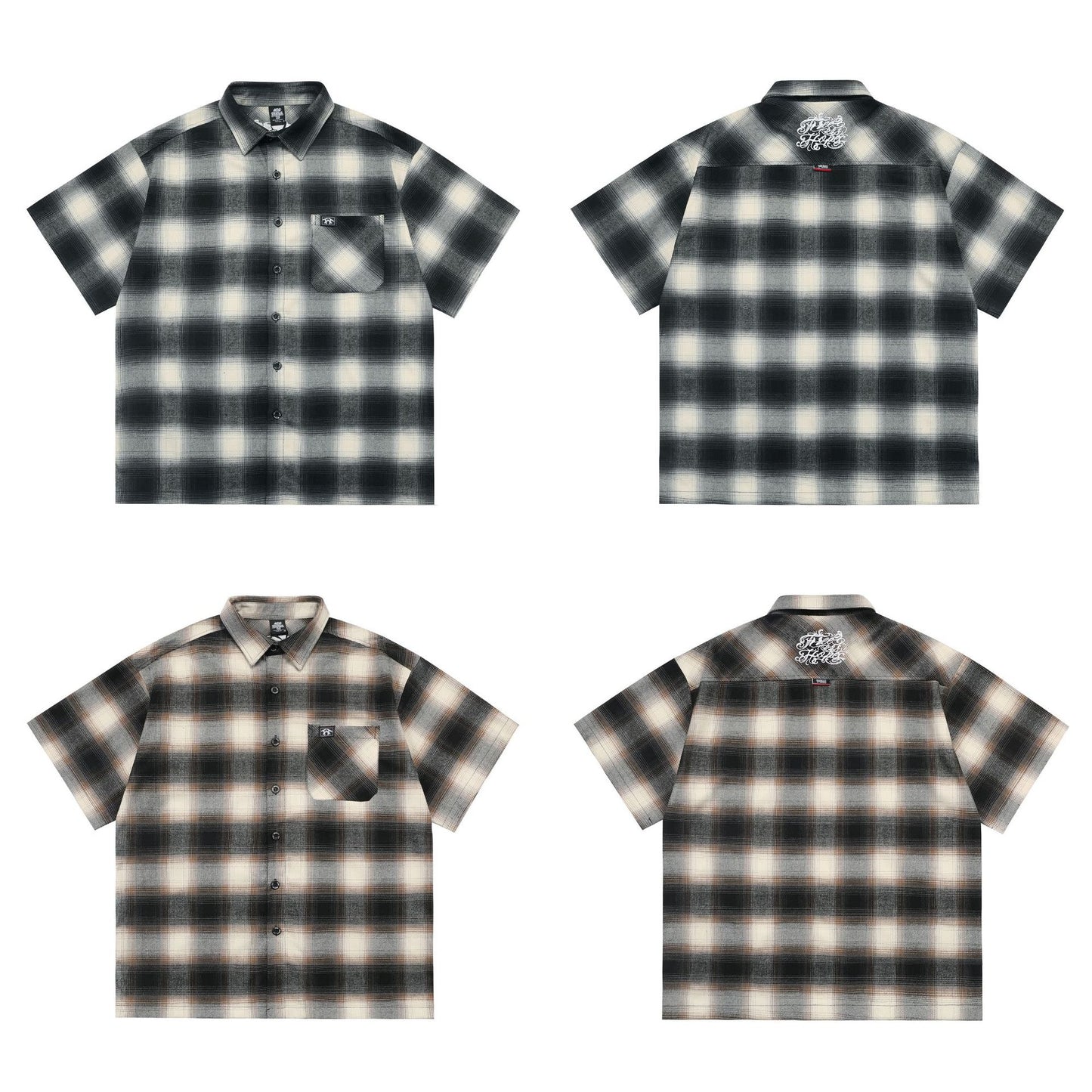 Large Plaid Classic Pocket Half Sleeve Cardigan Short Sleeve Shirt - PryTheory