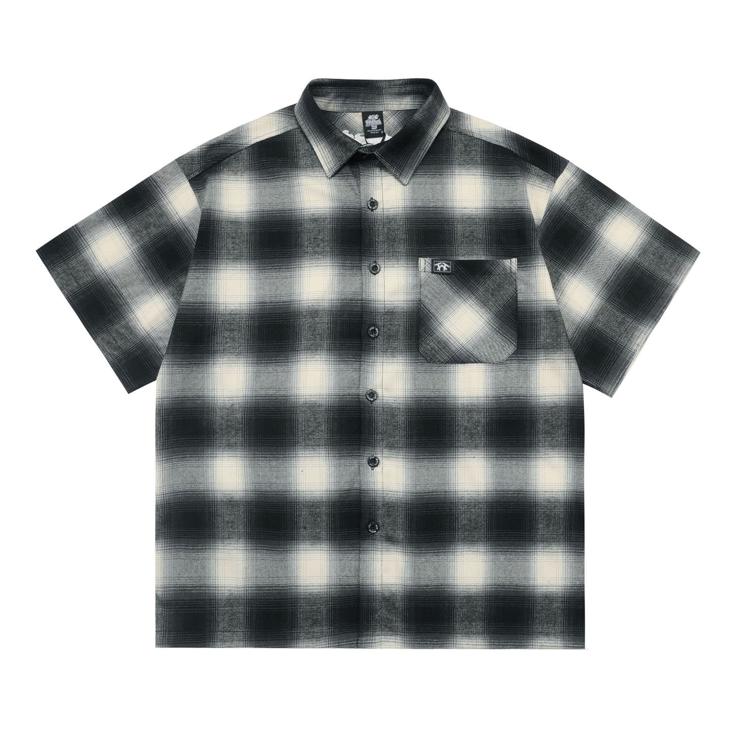 Large Plaid Classic Pocket Half Sleeve Cardigan Short Sleeve Shirt - PryTheory