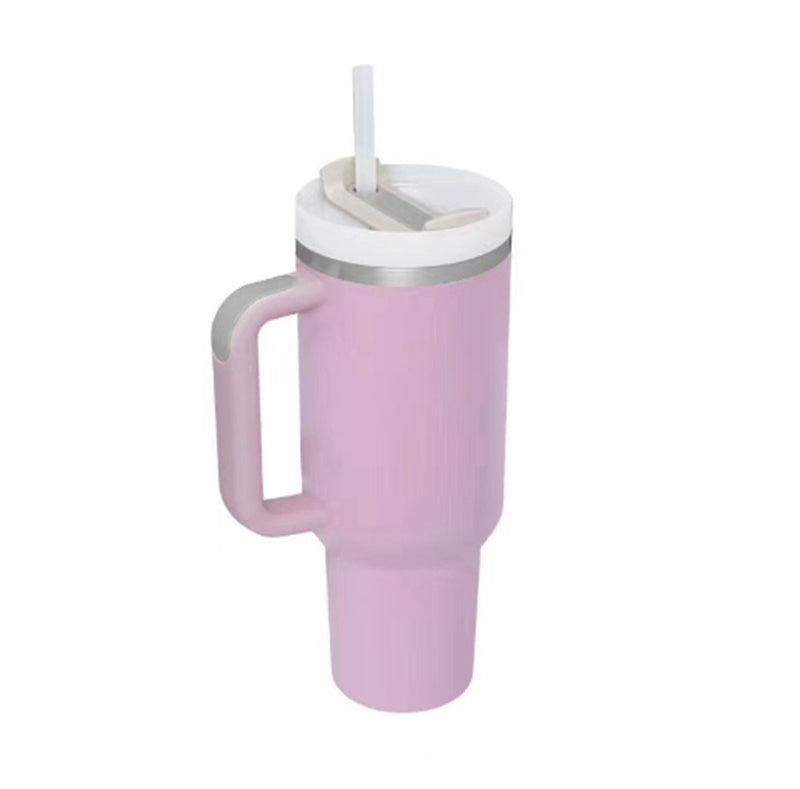 40 Oz Tumbler With Handle Straw Insulated, Stainless Steel Spill Proof Vacuum Coffee Cup Tumbler With Lid Tapered Mug Gifts For Valentine Lover Suitable For Car Gym Office Travel - PryTheory