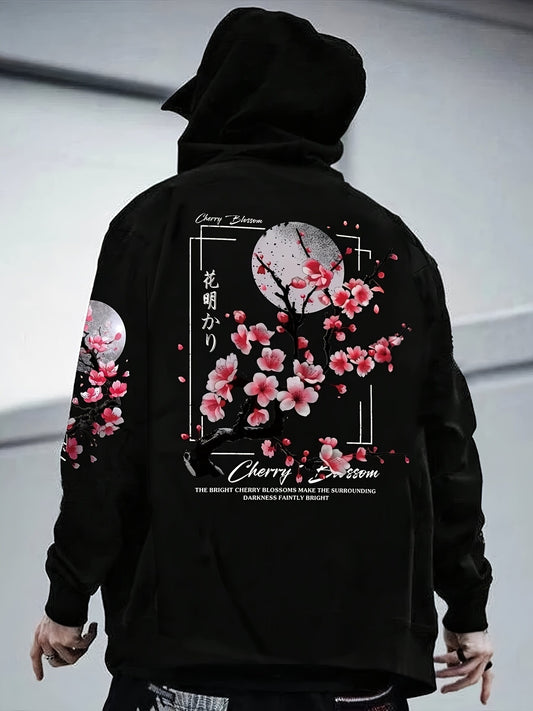 *Cherry Blossom Pattern Lining Hoodie