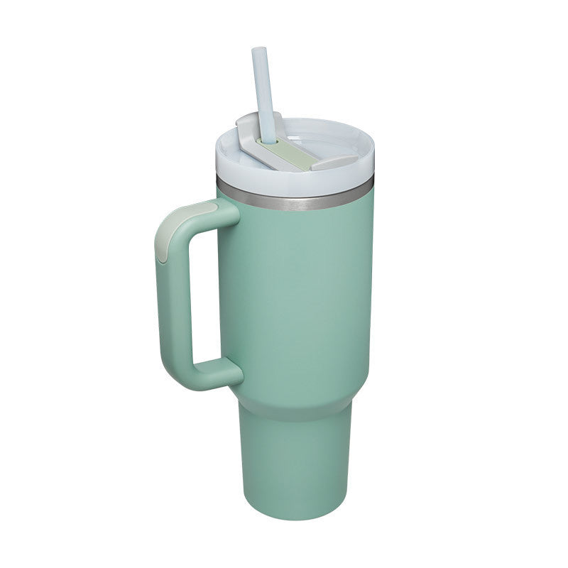 40 Oz Tumbler With Handle Straw Insulated, Stainless Steel Spill Proof Vacuum Coffee Cup Tumbler With Lid Tapered Mug Gifts For Valentine Lover Suitable For Car Gym Office Travel - PryTheory