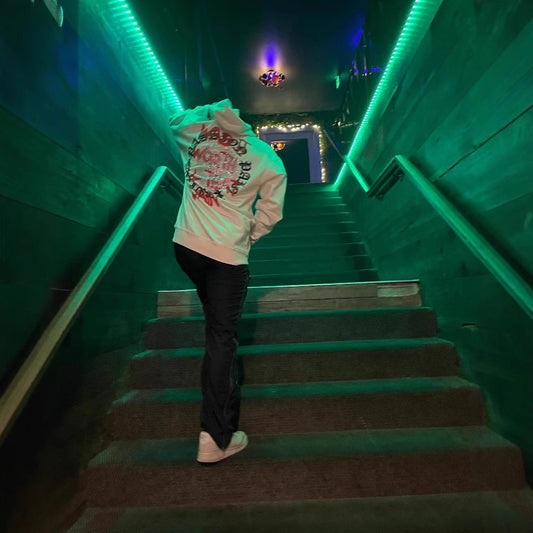 Printed Skull Hot Rhinestone Loose Hooded Sweatshirt - PryTheory