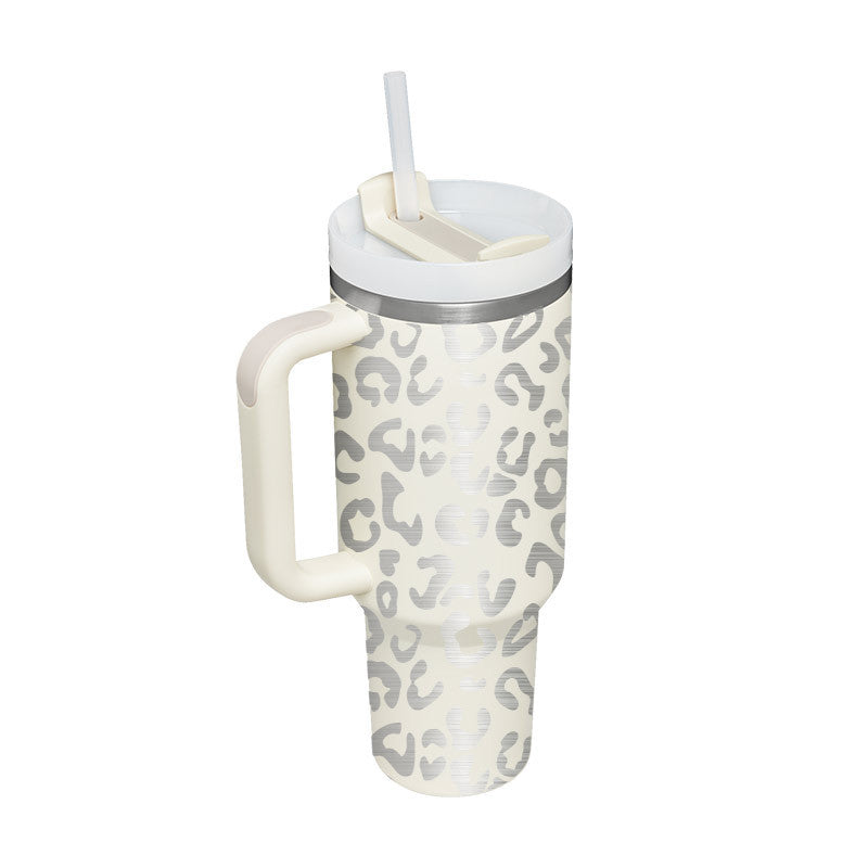 40 Oz Tumbler With Handle Straw Insulated, Stainless Steel Spill Proof Vacuum Coffee Cup Tumbler With Lid Tapered Mug Gifts For Valentine Lover Suitable For Car Gym Office Travel - PryTheory