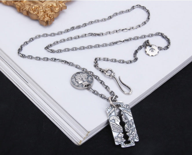 S925 Sterling Silver Morgan Blade Necklace. - PryTheory