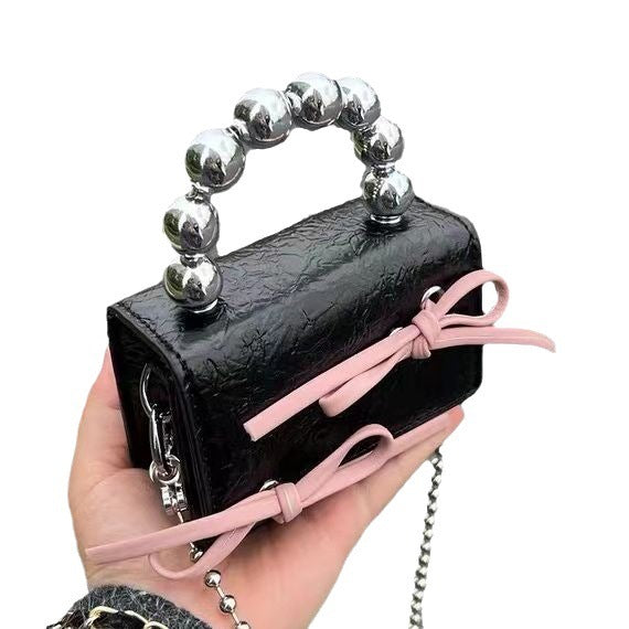 Textured Cute Bow Mini Chain Handbag. - PryTheory