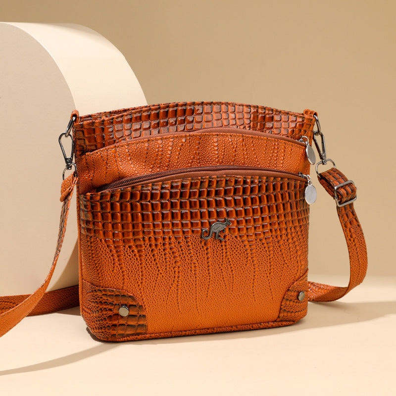 Crocodile Pattern Shoulder Bag Casual Multi-layer Vintage Crossbody Women's Bag - PryTheory