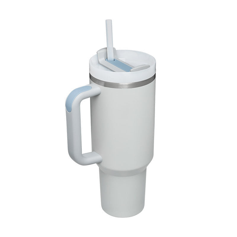 40 Oz Tumbler With Handle Straw Insulated, Stainless Steel Spill Proof Vacuum Coffee Cup Tumbler With Lid Tapered Mug Gifts For Valentine Lover Suitable For Car Gym Office Travel - PryTheory