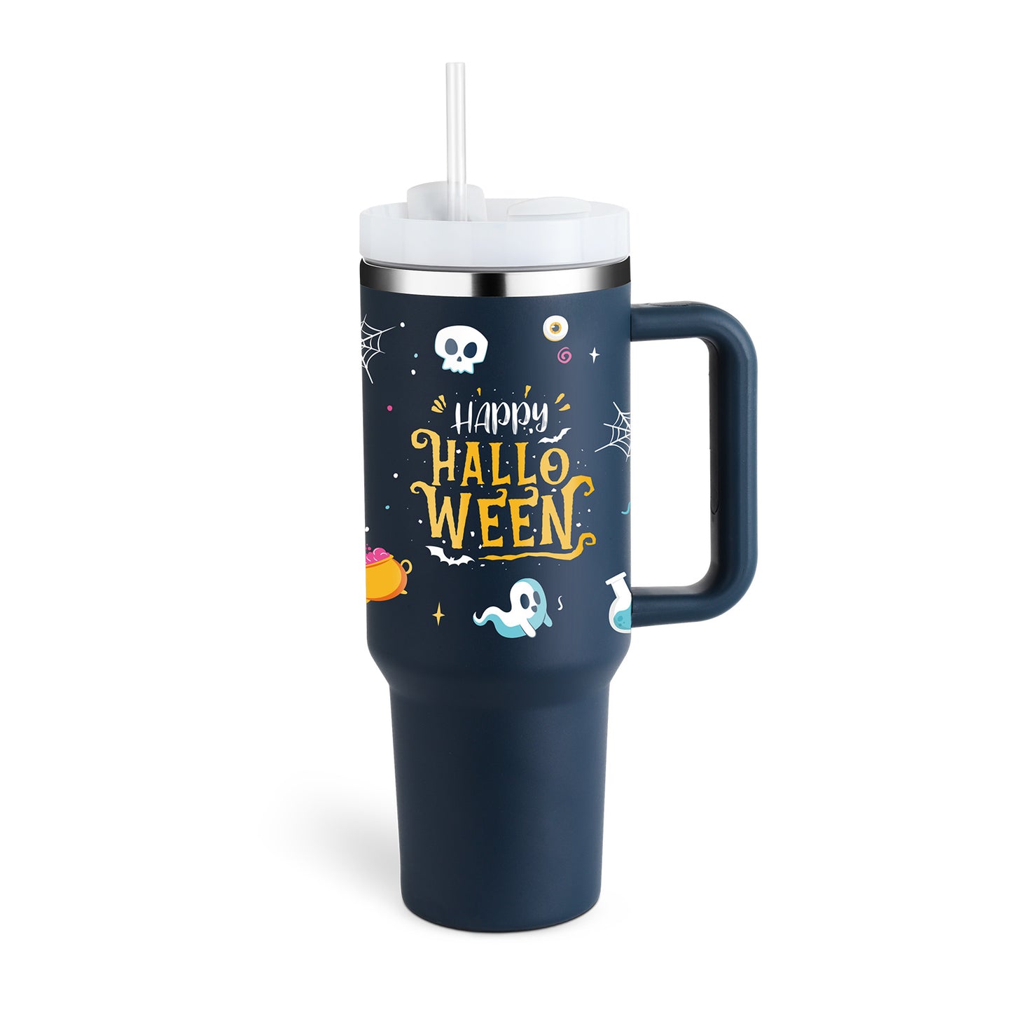 40 Oz Tumbler With Handle Straw Insulated, Stainless Steel Spill Proof Vacuum Coffee Cup Tumbler With Lid Tapered Mug Gifts For Valentine Lover Suitable For Car Gym Office Travel - PryTheory