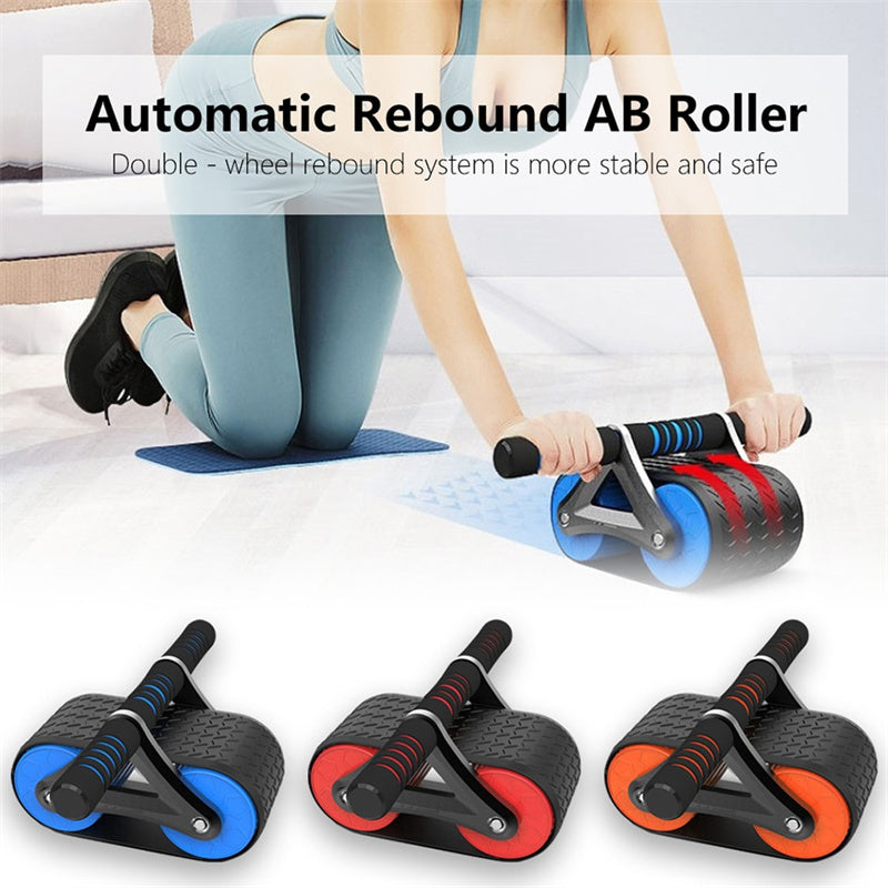 Double Wheel Abdominal Exerciser Women Men Automatic Rebound Ab Wheel Roller Waist Trainer Gym Sports Home Exercise Devices - PryTheory