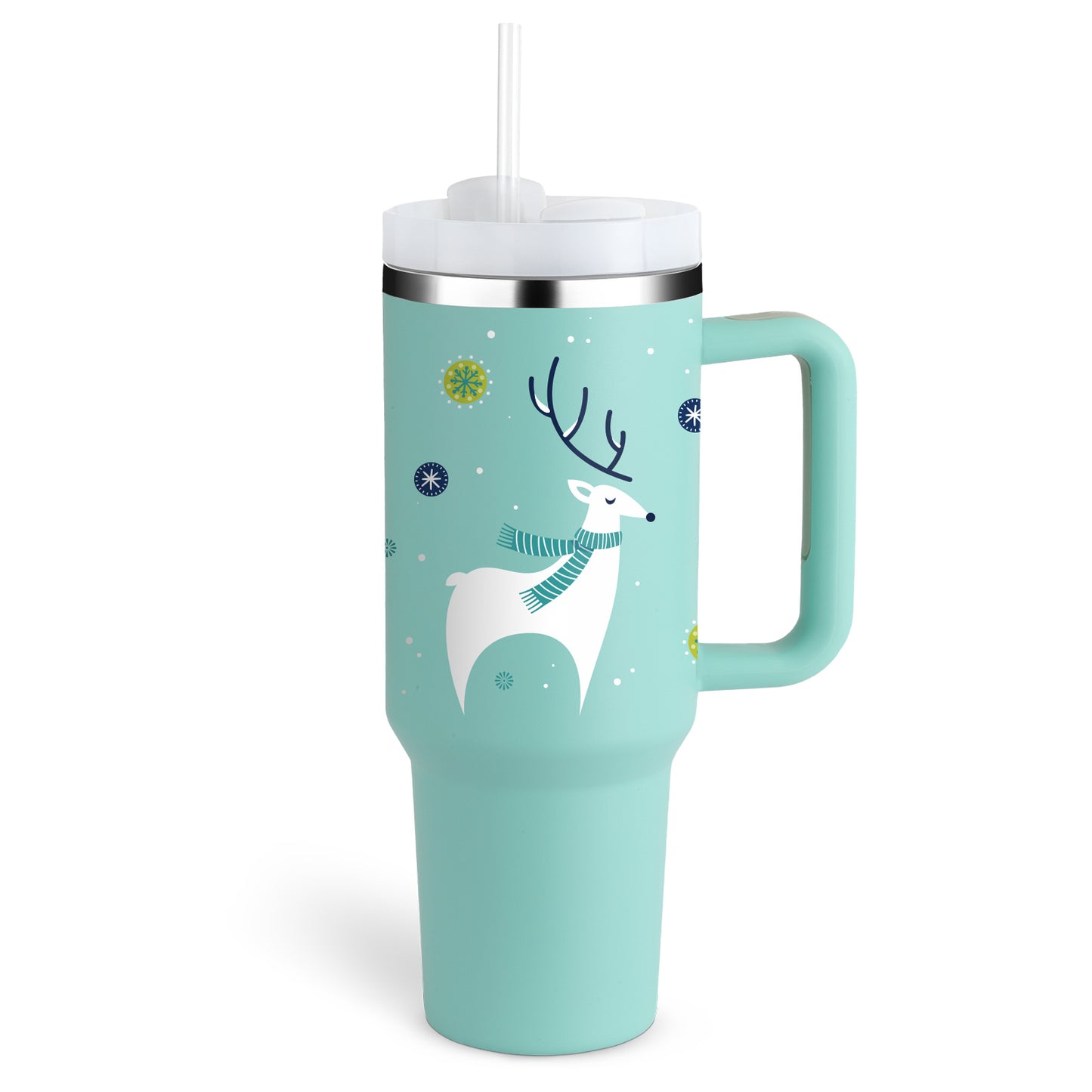 40 Oz Tumbler With Handle Straw Insulated, Stainless Steel Spill Proof Vacuum Coffee Cup Tumbler With Lid Tapered Mug Gifts For Valentine Lover Suitable For Car Gym Office Travel - PryTheory