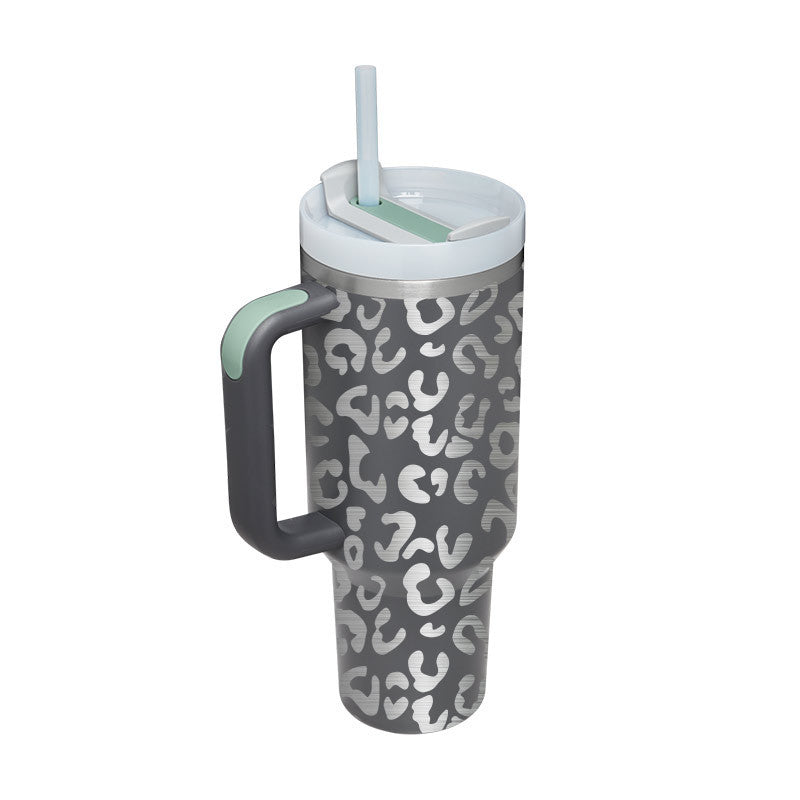40 Oz Tumbler With Handle Straw Insulated, Stainless Steel Spill Proof Vacuum Coffee Cup Tumbler With Lid Tapered Mug Gifts For Valentine Lover Suitable For Car Gym Office Travel - PryTheory