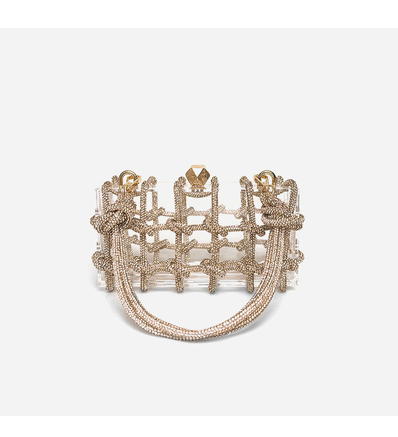 .French Sweet Shiny Rhinestone Banquet Small Square Bag - PryTheory
