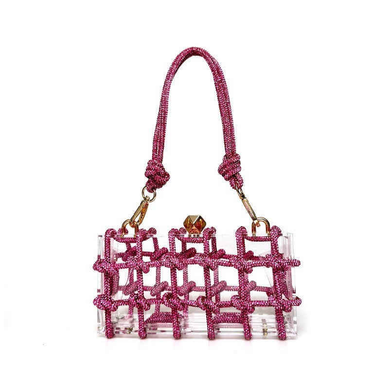 .French Sweet Shiny Rhinestone Banquet Small Square Bag - PryTheory