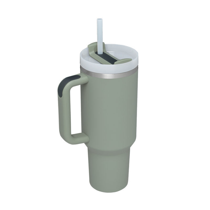 40 Oz Tumbler With Handle Straw Insulated, Stainless Steel Spill Proof Vacuum Coffee Cup Tumbler With Lid Tapered Mug Gifts For Valentine Lover Suitable For Car Gym Office Travel - PryTheory