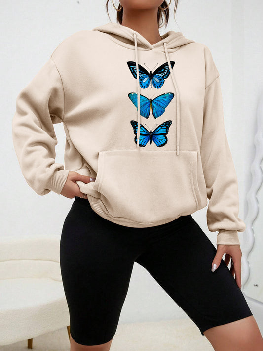 *Sweet Hooded Printed Pullover Sweatshirt
