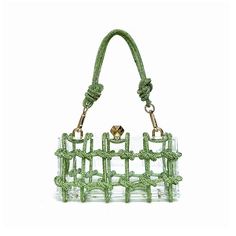 .French Sweet Shiny Rhinestone Banquet Small Square Bag - PryTheory
