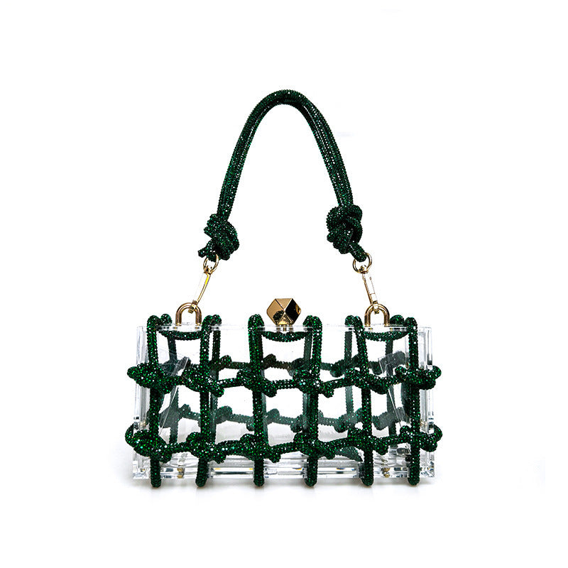 .French Sweet Shiny Rhinestone Banquet Small Square Bag - PryTheory