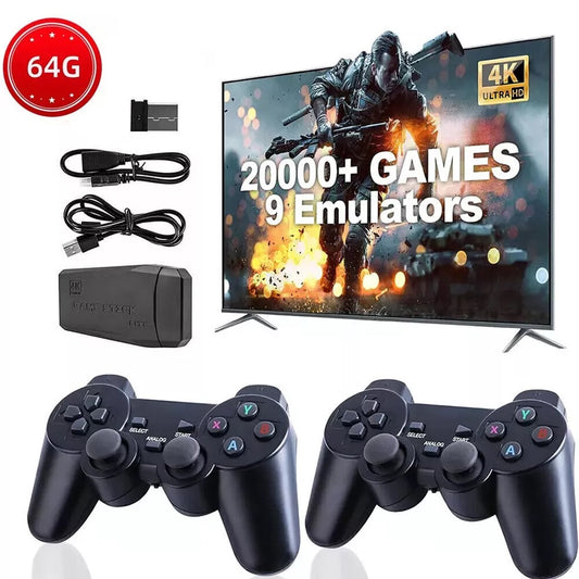 4K Retro Game Console Plug-Play 20000- Video Game Stick-2x Wireless Controllers. - PryTheory