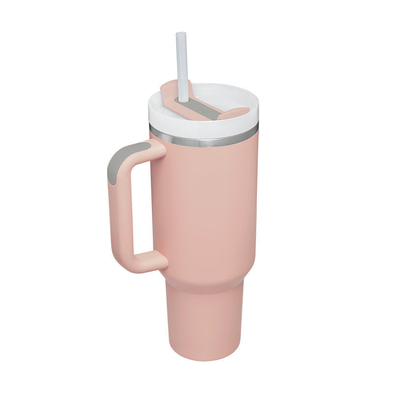 40 Oz Tumbler With Handle Straw Insulated, Stainless Steel Spill Proof Vacuum Coffee Cup Tumbler With Lid Tapered Mug Gifts For Valentine Lover Suitable For Car Gym Office Travel - PryTheory